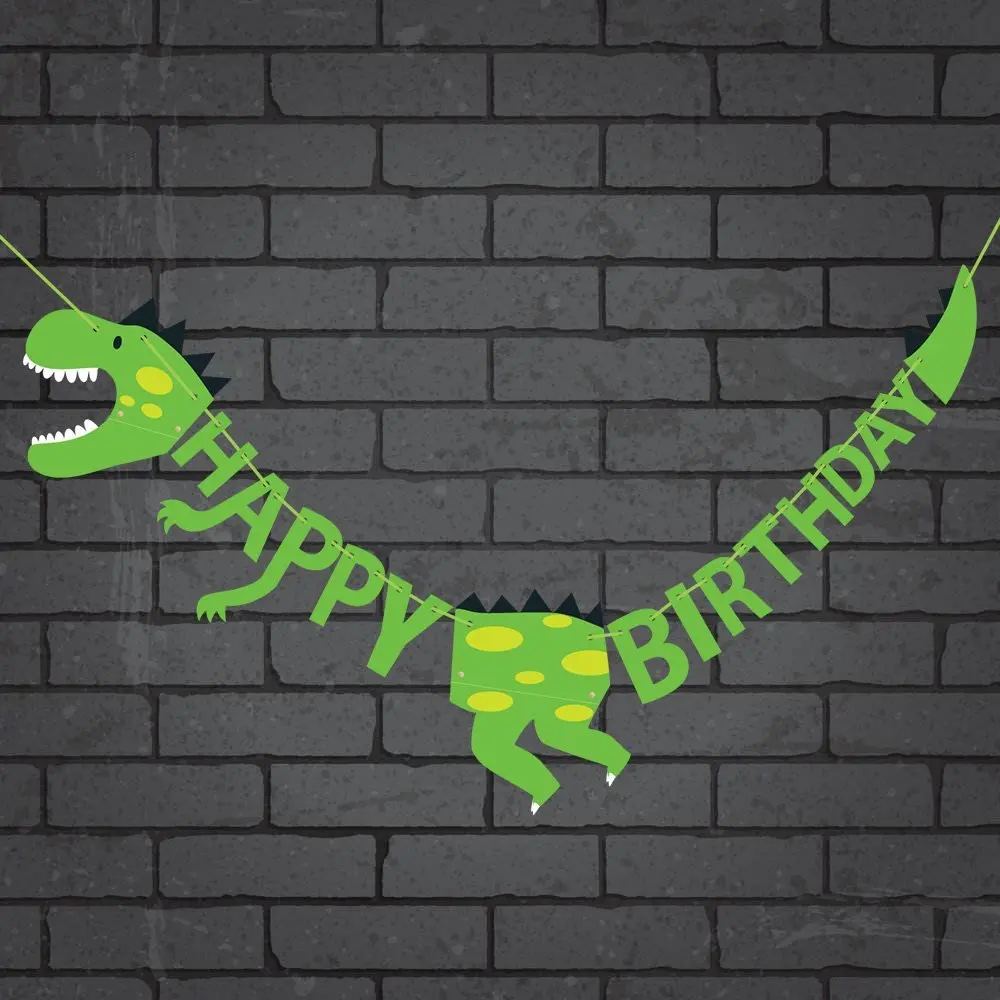 Download Banners Signs Dinosaur Happy Birthday Banner Party Supplies Decorations Dino Jungle Jurassic Garland Party Decor