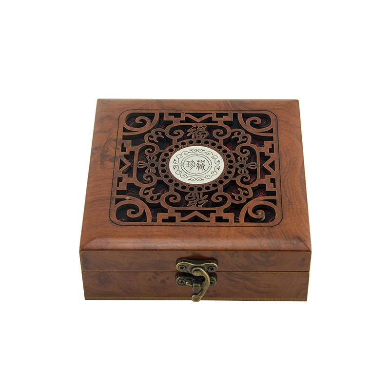 Clamshell Jewelry Box Hollow MDF Wooden Packaging