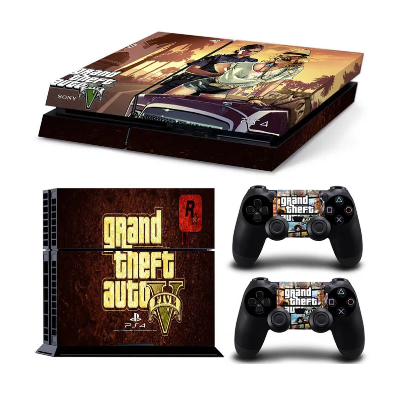 Grand Auto 5 GTA For PS4 Console Vinyl Skin Sticker Controle for Playstation Cover skin 4 + 2 Controllers Gamepad Decal on