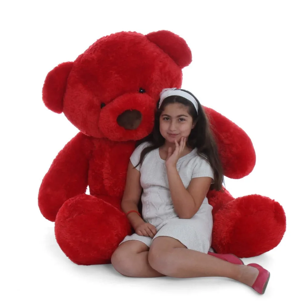 Free Sample Big Stuffed Red Color Teddy Bear With Ribbions 200cm Huge Teddy Bear in Red Color