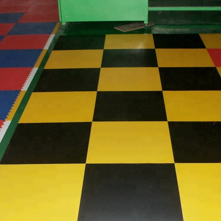 plastic pvc interlocking garage workshop warehouse gym floor tiles hidden lock vinyl flooring