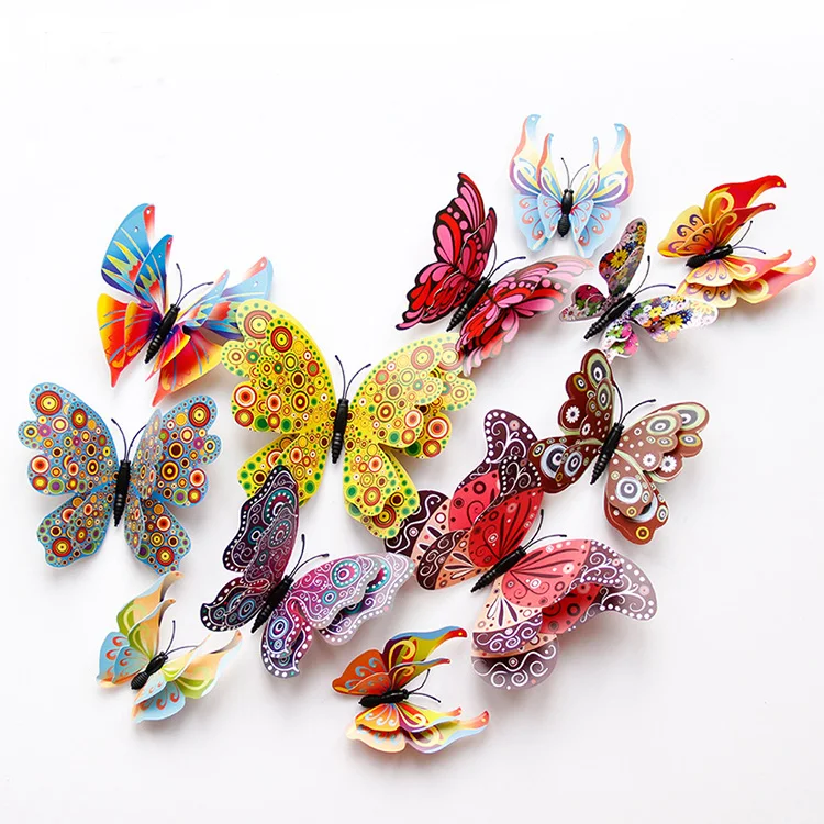 12 pcs Magnetic Butterfly Wall Stickers Decal Home Decorations Decor Double  Wing