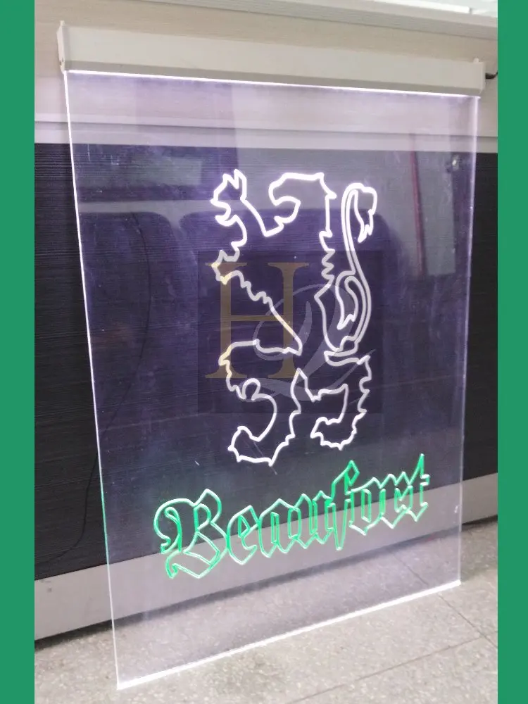 Popular Hot Sale Table Top LED Edge Lit Sign With Aluminum Base 3D Laser Engraving Design Acrylic Signs with Logo Engraving