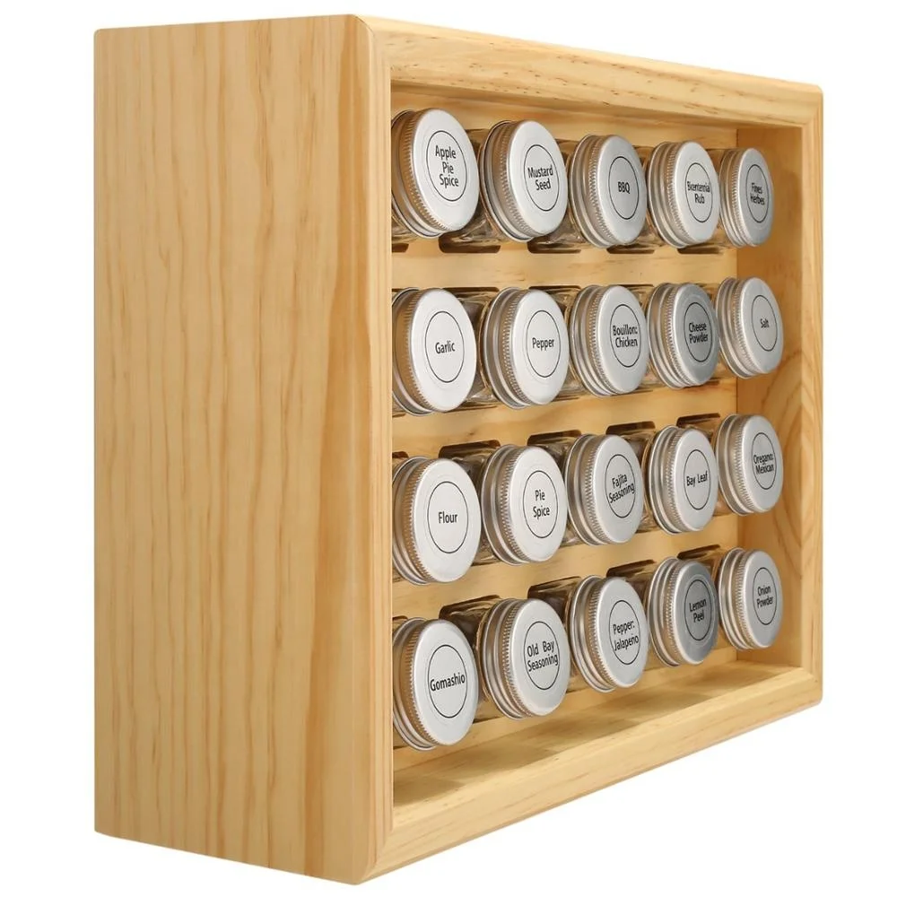 
 Полностью собранная кухонная стойка для специй из массива дерева и Штабелируемый Органайзер  