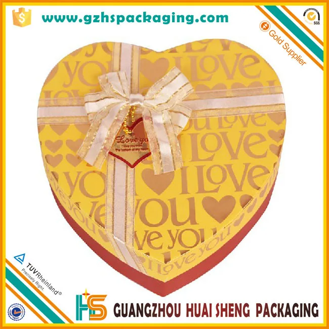 Роскошные бумаги шоколадный упаковка в форме сердца коробка подарка для продажи