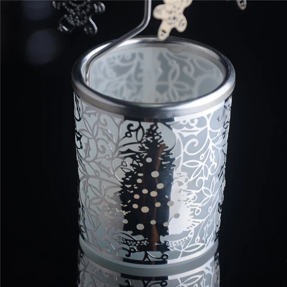 Custom Christmas Tree Tealight Carousel Danish Design Silver Rotary Candle Holder