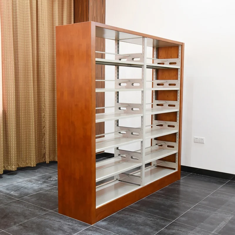 Double Side Wooden Guard Metal Library Bookshelf Dimensions