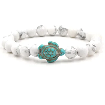 8mm Tortoise Nature Stone White Turquoise Agate Buddha Beads Bracelets Bangle For Men Women Strand Bracelet Jewelry Accessories
