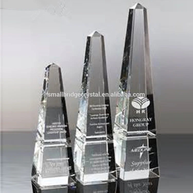 Three sizes clear crystal obelisk