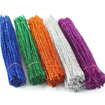 12 inch x 6mm Assorted Color DIY Metallic Glitter fluffy Sticks Chenille Stems