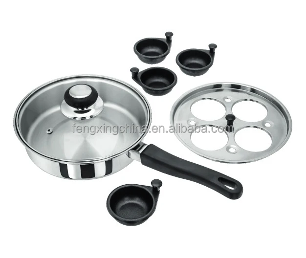 Из нержавеющей стали Яйцо Браконьер и яйцо котел с 4 шт. антипригарным чашки бакелитовой