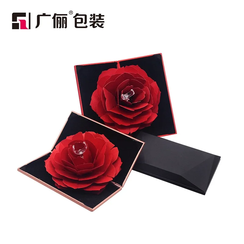 High Quality Pop Up Wedding Jewelry Box with Roses Rotating Rose