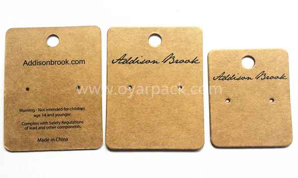 Печать логотипа на заказ, карточка из крафт-бумаги для сережек, ювелирных изделий