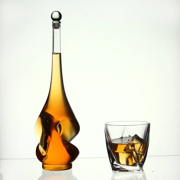 AIHPO07 Special Gift Custom Fancy Warped Shaped Empty Sale 750ml Glass Wine Bottles for Liquor