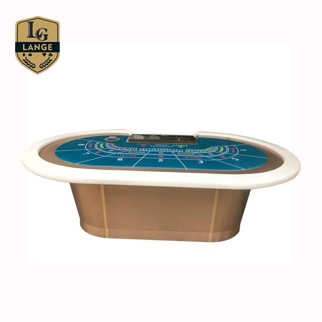 Premium Oval Baccarat Table Suited Cheap Poker Table With Dealer Float