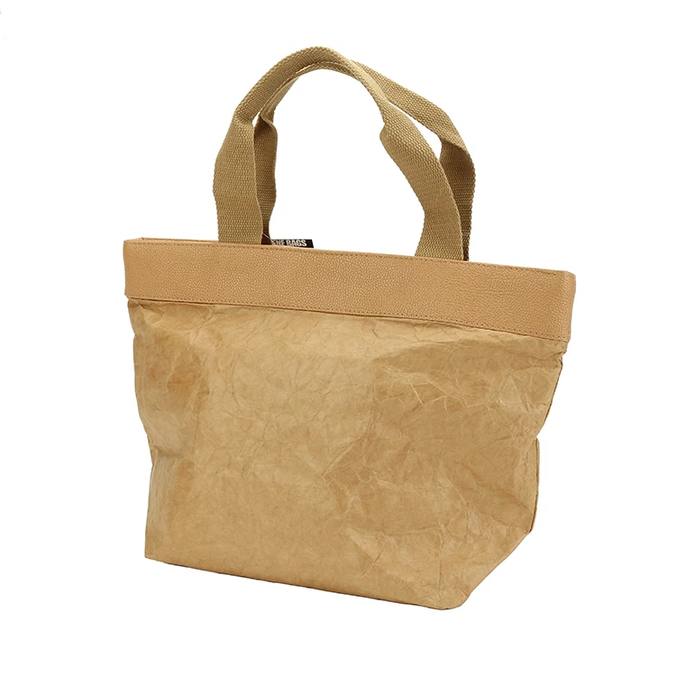 OEM Quality Metal Snap-fastener Washable Brown Tyvek Bag for Shopping