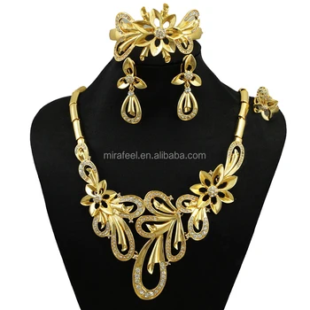Fancy design cheap price flower shaped wholesale african costume jewelry set guangzhou jewelry making supplies