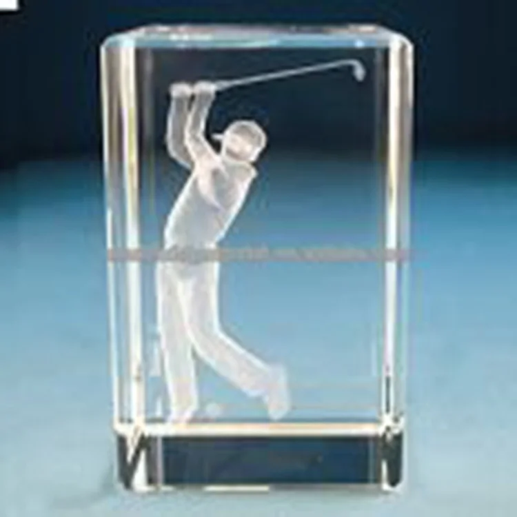 3d laser golfer crystal souvenir gift