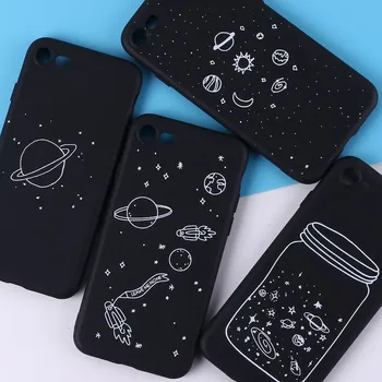 Fashion Space Love Moon Astronaut Cat Soft Silicone Printed Case For iPhone 12 13 Mini 5S 6S 6Plus 7Plus 7 8 8Plus X XS Max