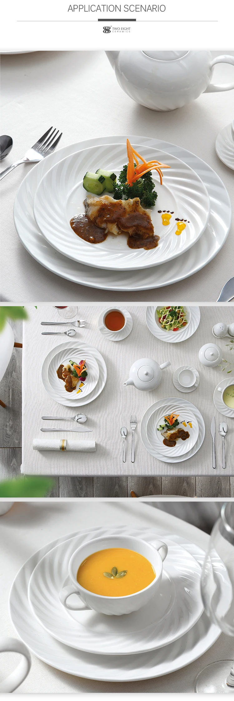 Chaozhou Dishes Set Plate Porcelain White - Perfect for Restaurants
