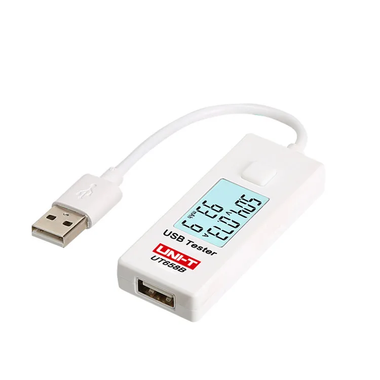 USB-тестер UNI-T UT658B, вольтметр, амперметр, цифровой ЖК-монитор напряжения, измеритель емкости, 9 В, 3 а, с подсветкой