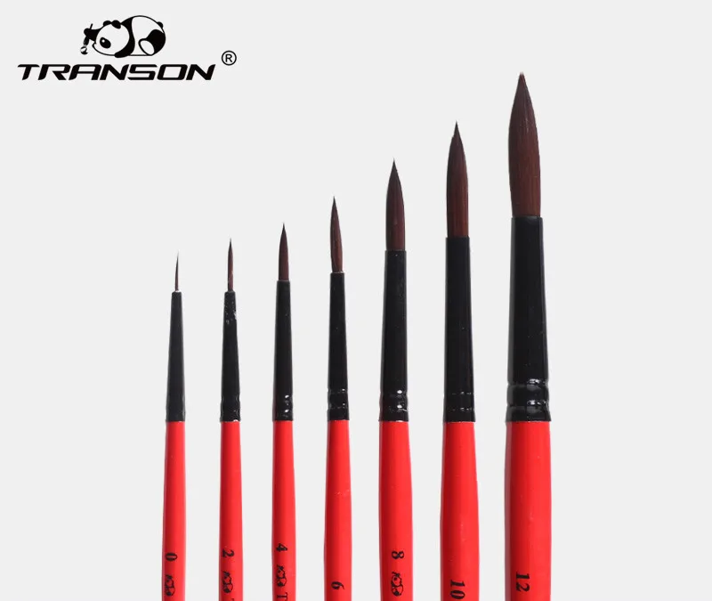 Oil Tempera Transon Round Artist Paint Brush Detail Set 9pcs for Acrylic Enamel and Face Painting Gouache