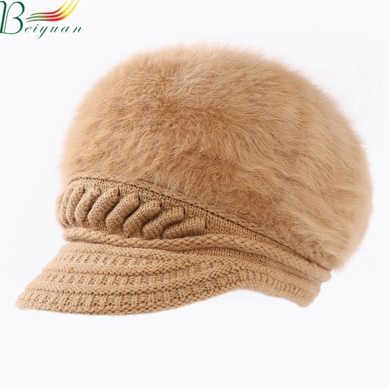 Новая милая и стильная зимняя шапка, теплая вязаная шапка, женская зимняя шапка