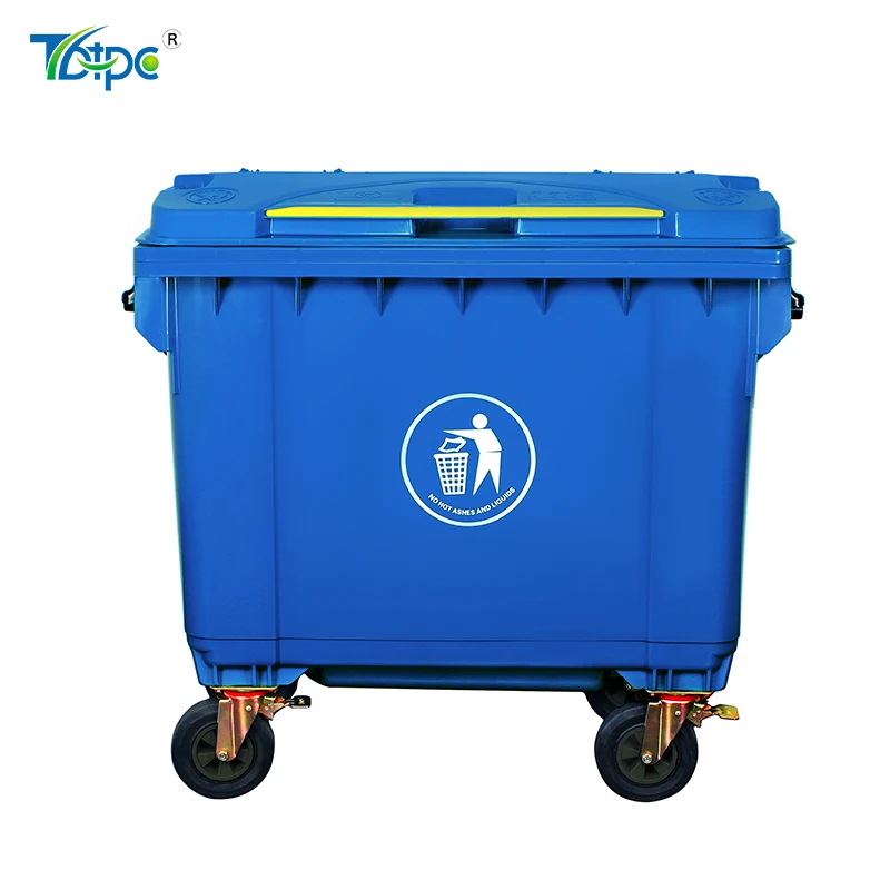 Большой контейнер HDPE, мусорный контейнер, пластиковый мобильный мусорный контейнер, 660 литров мусорный контейнер