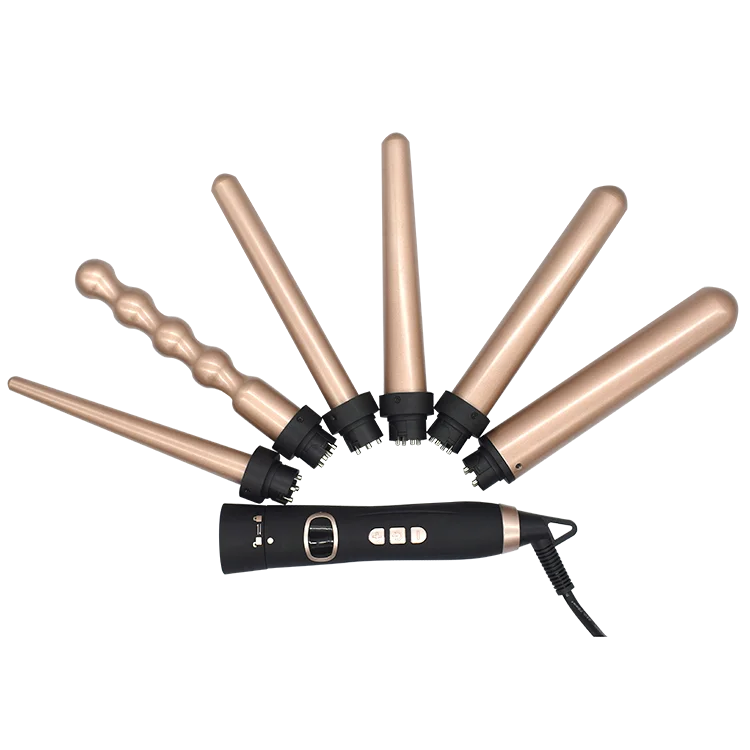 Professional Salon 6-in-1 Multifunction Interchangeable Hair Curling Wand Iron Electric Hot Curlers Automatic Rotating Household