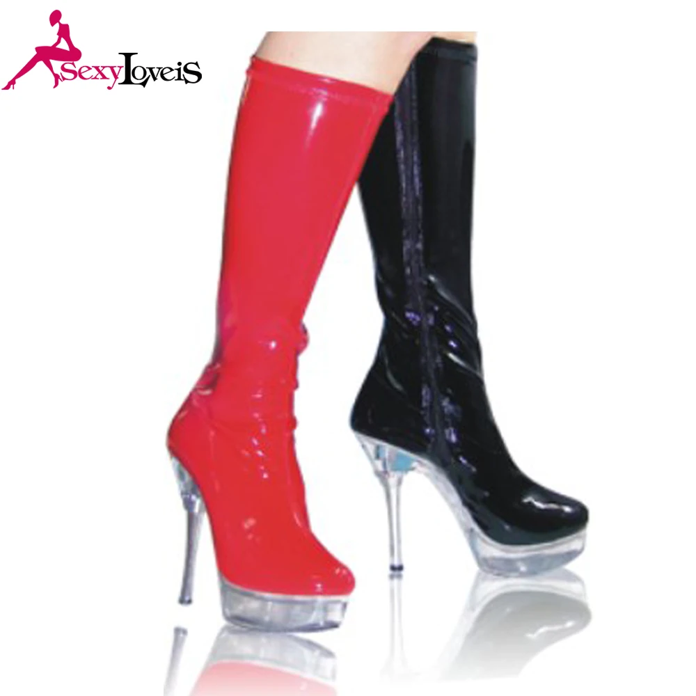 China Wholesale Fashion Ladies Pencil High Heel Shoes Red Upper Transparent Platform Hot Sale Sexy Girls High Heel Knee Boots Buy Wholesale China Shoes Pencil High Heel Shoes Over Knee High Heel Boots