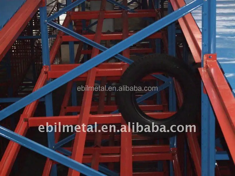 Steel Truck Tyre Stacker Racks 5-Layer VNA Pallet Warehouse Rack with Foldable Tire Posts and Removable Features