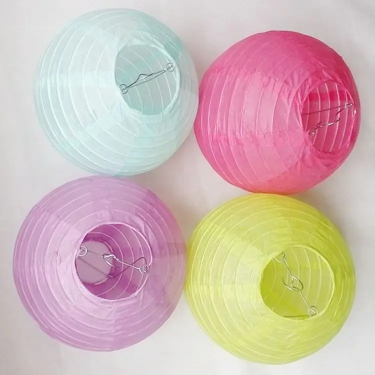 Оптовая продажа, индивидуальная печать, китайские декоративные подвесные Круглые красочные бумажные лампы, бумажные фонари