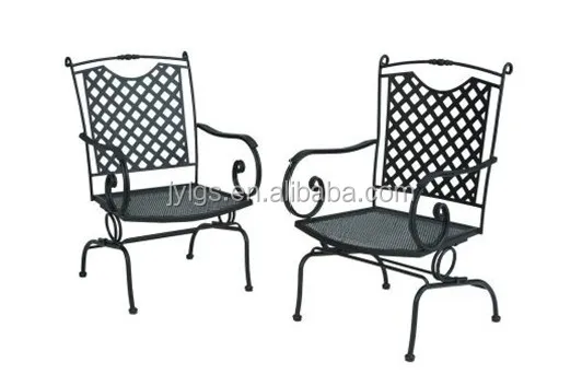 Wroght Iron Green Patio Mesh Motion Leisure Spring Chair