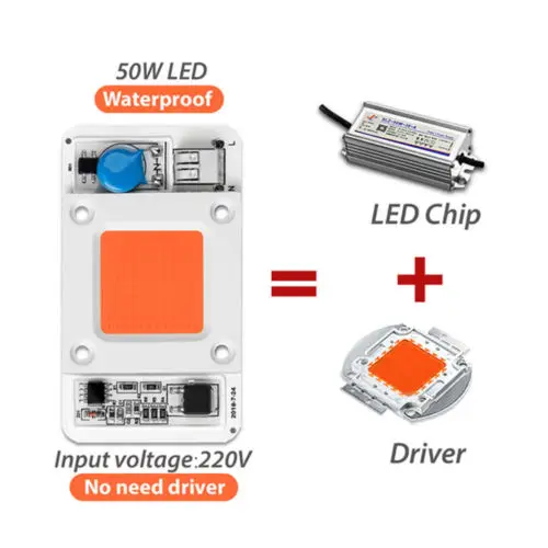 30 W 50 W AC220V haute puissance DEL Puce Intégré Driver 380NM-840NM Full Spectrum DEL