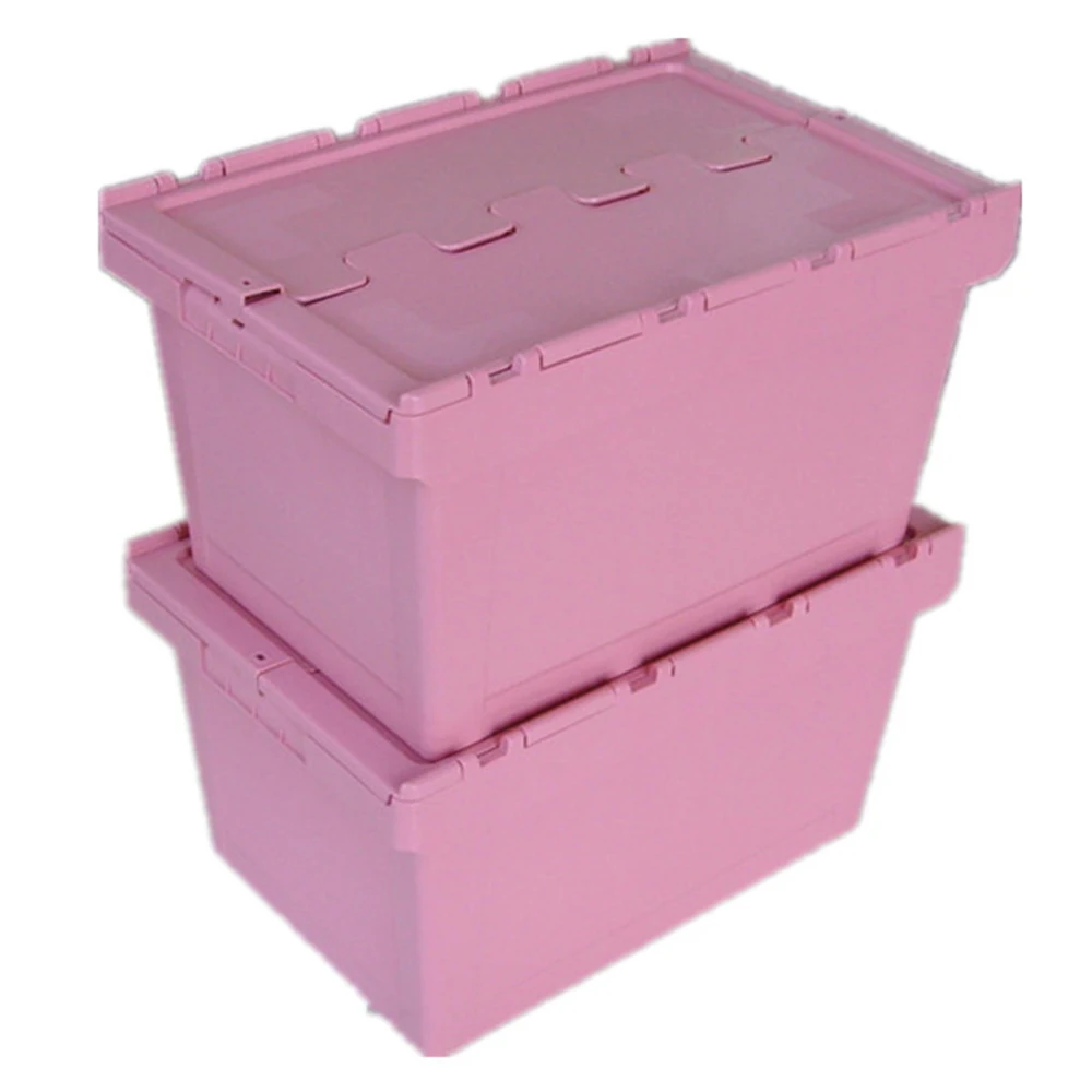 Moving Use Plastic Attached Lid Stacking Totes For Transporting Buy