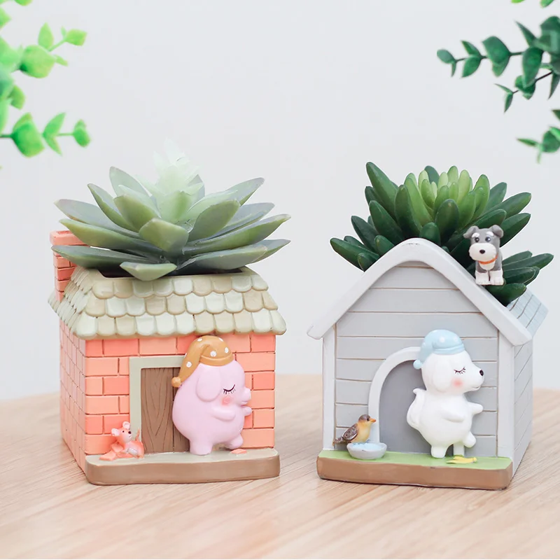 Лидер продаж цветочный горшок Roogo из смолы с милыми мультяшными