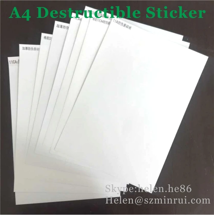 Wax Base Carbon Belt Printing Destructible Label Sticker Paper A4 Sheets,80g Glassine Destructive Sticker - Aufkleber Papier A4,Zerstörbare Aufkleber Papier Blätter,Destruktiv Aufkleber Product on Alibaba.com