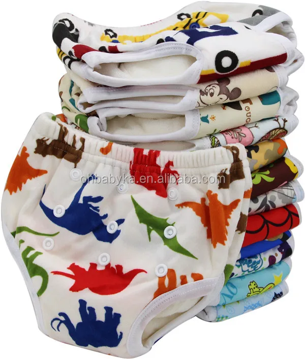 Training Pants Reusable Pull up Diapers Ohbabyka Washable Bamboo Cloth Polyester Babies Printed 2 Layers Microfiber Inserts