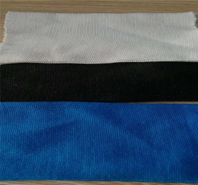 100 Polyester Double Knit Seamless Tubular Blue Rib Fabric