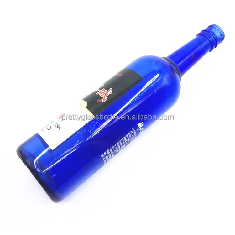 Blue 750ml Vodka Whisky Wine Bottle with Screw Top & Decal