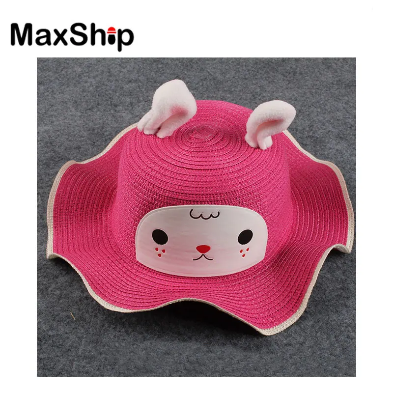 Новый стиль, детские шапки, мягкая бумажная Соломенная Шапка с ушками кролика
