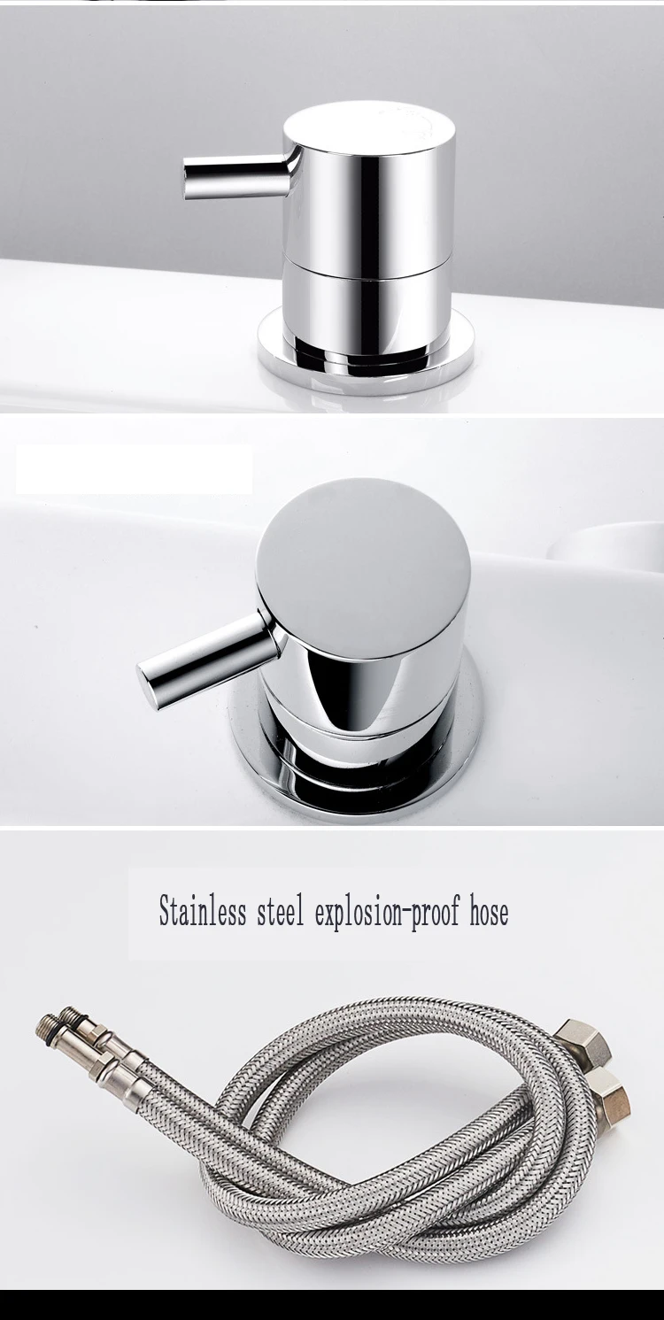 Modern Three Tap Hole Brass Basin Mixer details