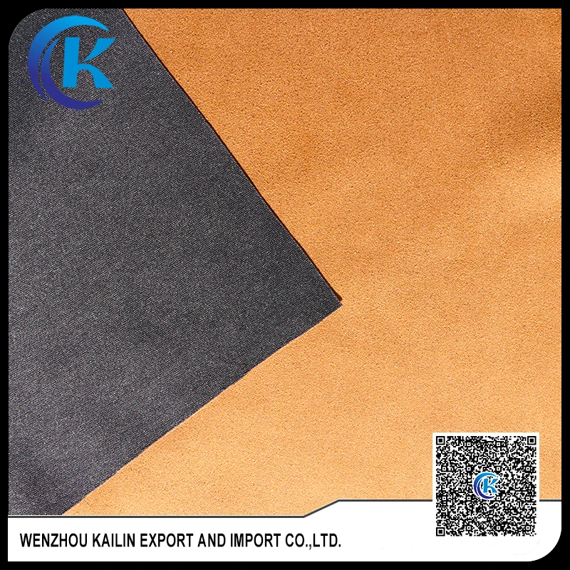 China Direct Textiles 100% Polyester Suede Fabric Compound Velveteen Bottom synthetic Leather Bonded Faux Fur