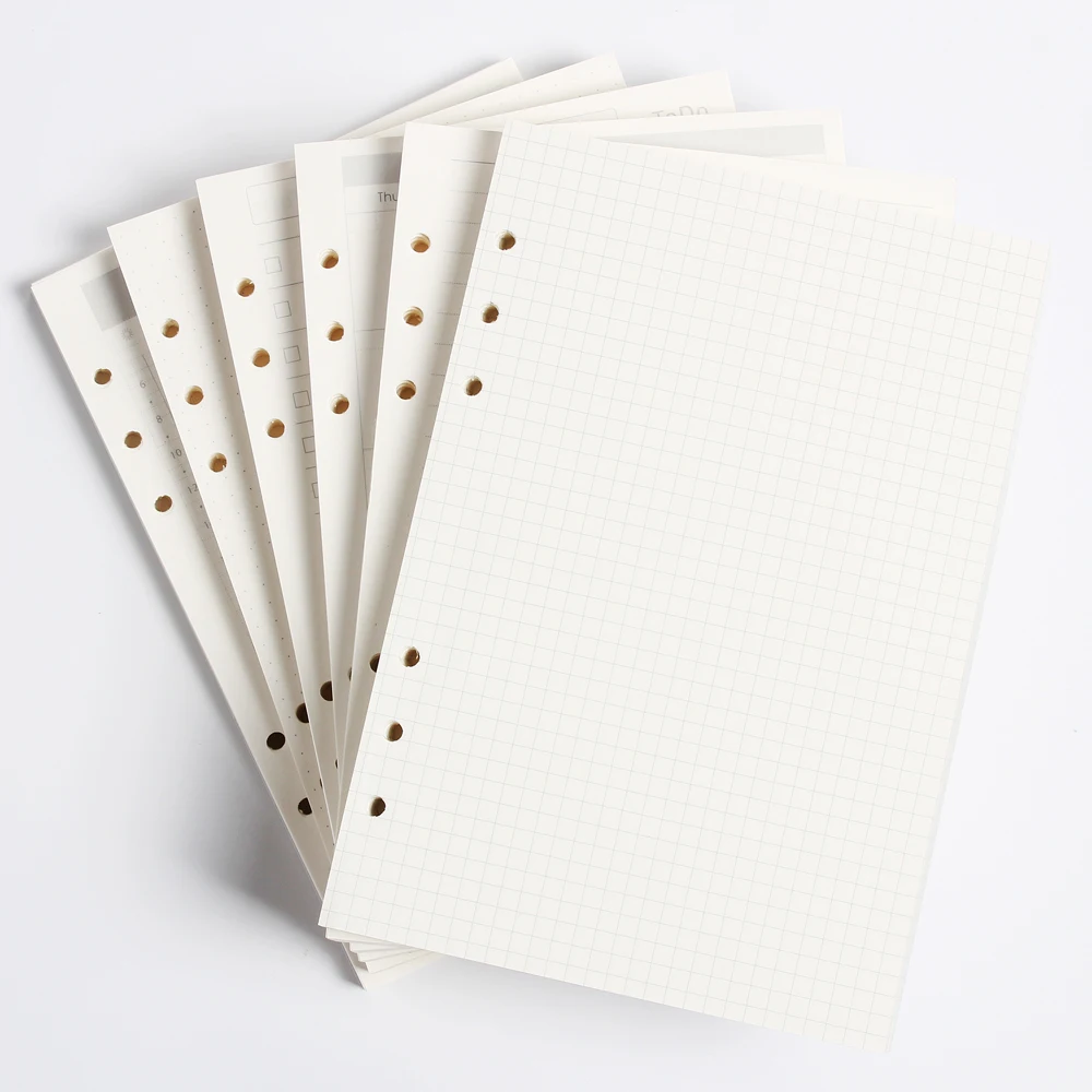 6 Holes Refilling Inner Paper Diary For A5 A6 Spiral Binder Planner Notebook N7