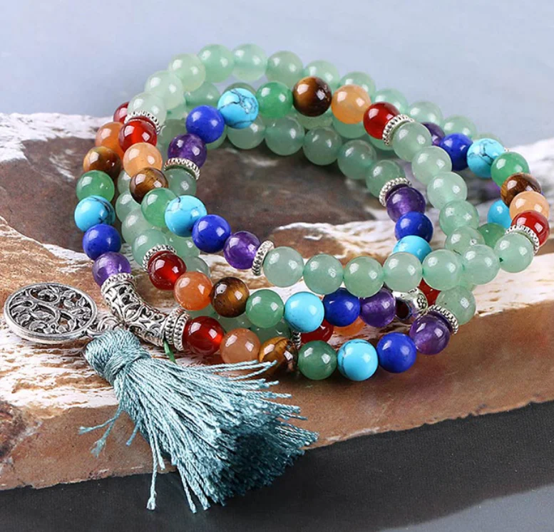 ナチュラルビーズマラヨガジュエリー瞑想ビーズブレスレットネックレスヨガ