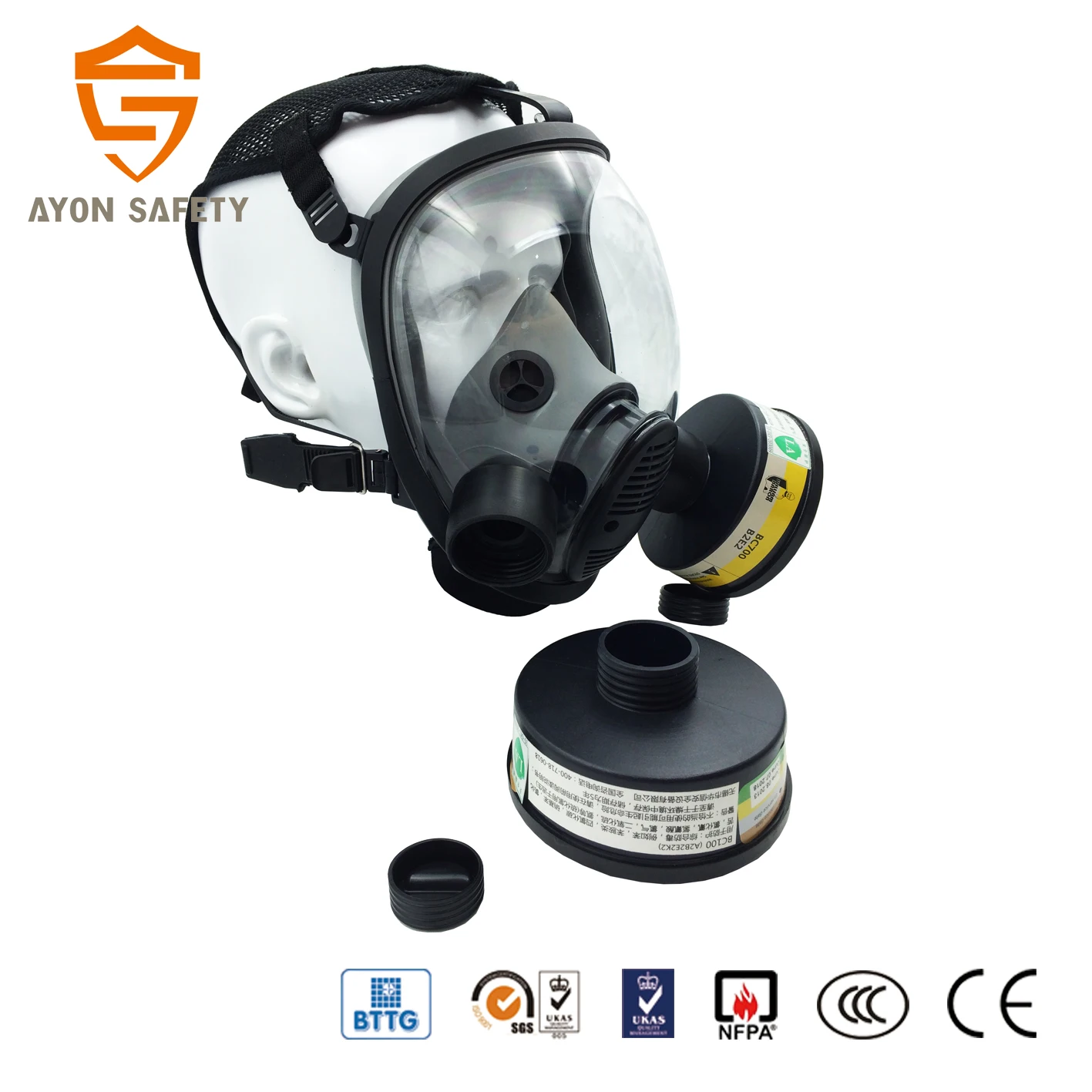 Ayonsafety Fog-Proof Double Connector Gas Mask Silicone Material with Effective Sound Transmission