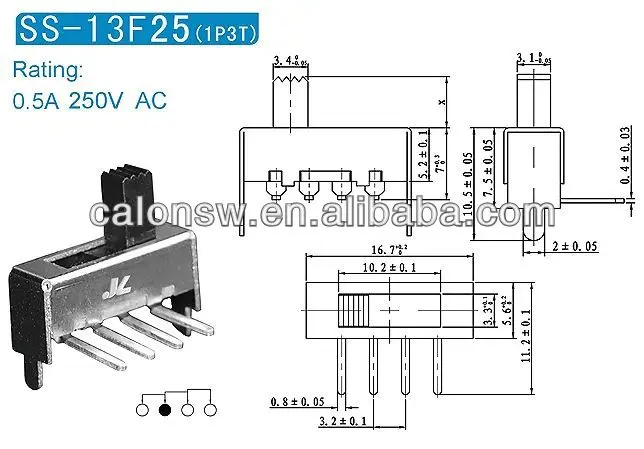 Ss-13f25 3-pin Slide Switch Used For Hair Dryer Electric Cooker Toggle ...