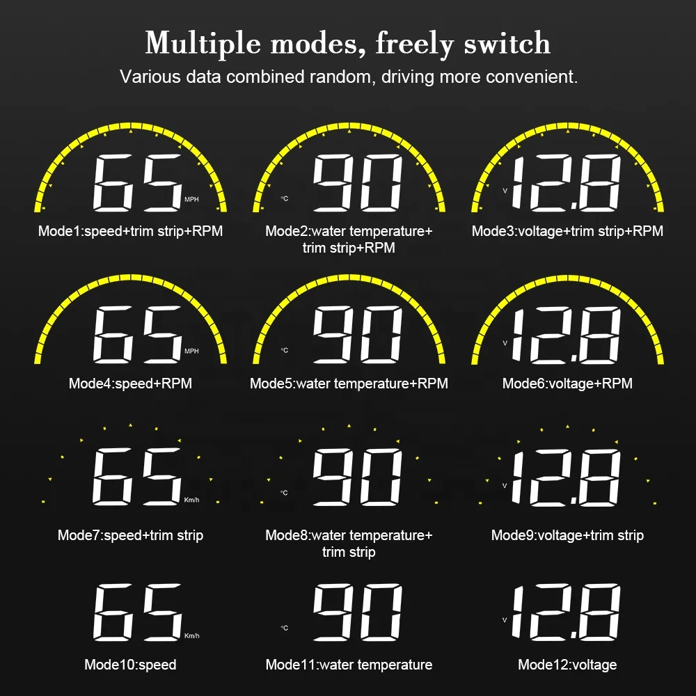 Wiiyii C700 Car HUD Head-up Display Windshield Projector OBD Digital Speedometer Display Speedometer Security Car Accessories