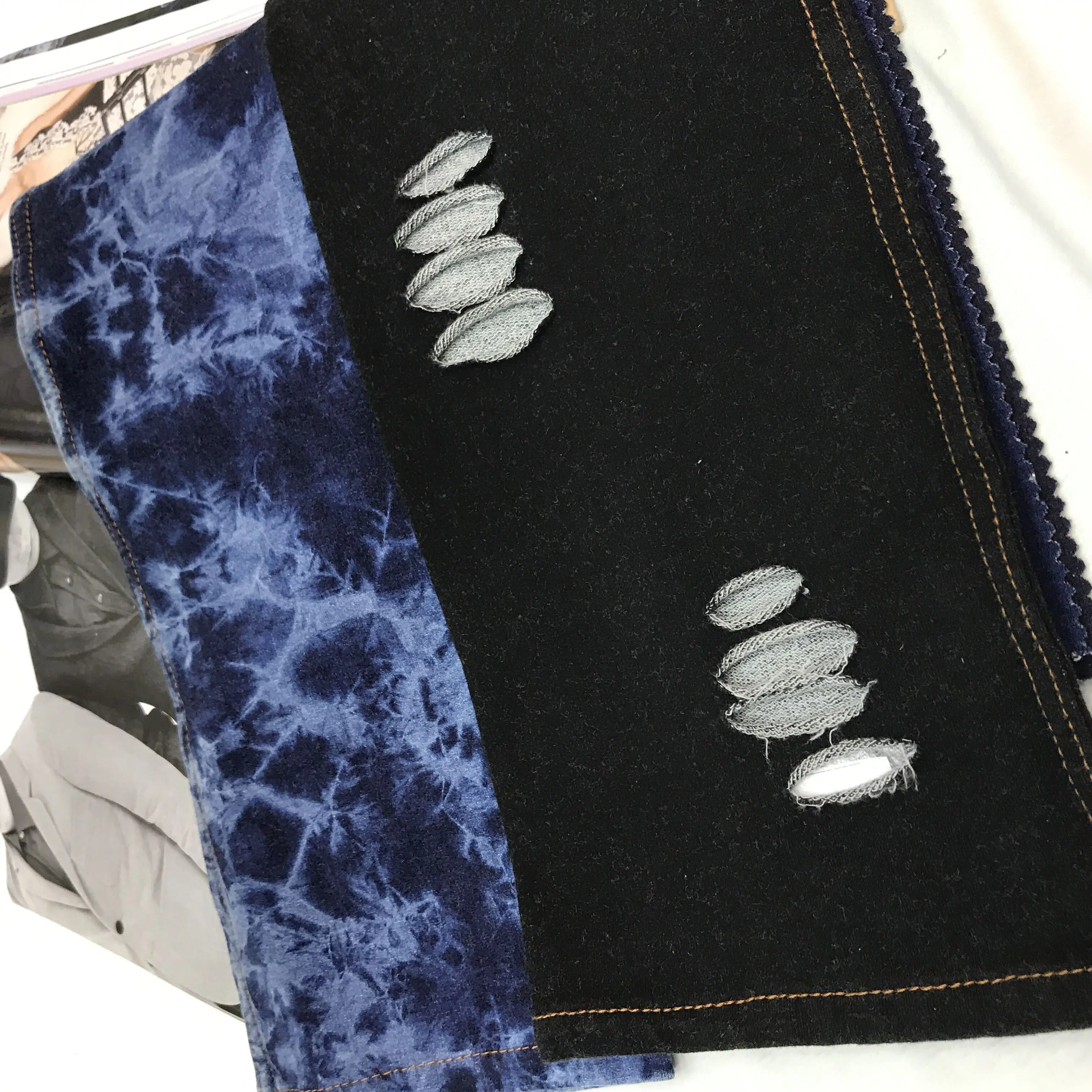 300 г, обычная джинсовая ткань, трикотаж, 4% спандекс, 96% хлопок, джинсы, простая ткань