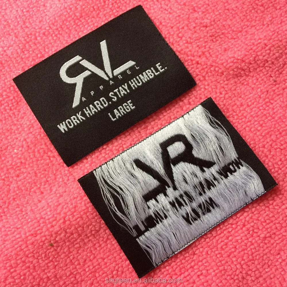 High Density Black Damask Woven Label,straight Cut Clothing